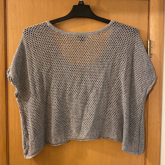 Torrid Open Stitch Knit Cropped Pullover Top Sweater Cover Up Gray Plus 2/2X - Picture 8 of 10